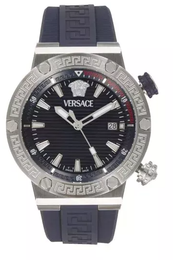 Versace Greca Logo Stainless Steel & Blue Diver Watch