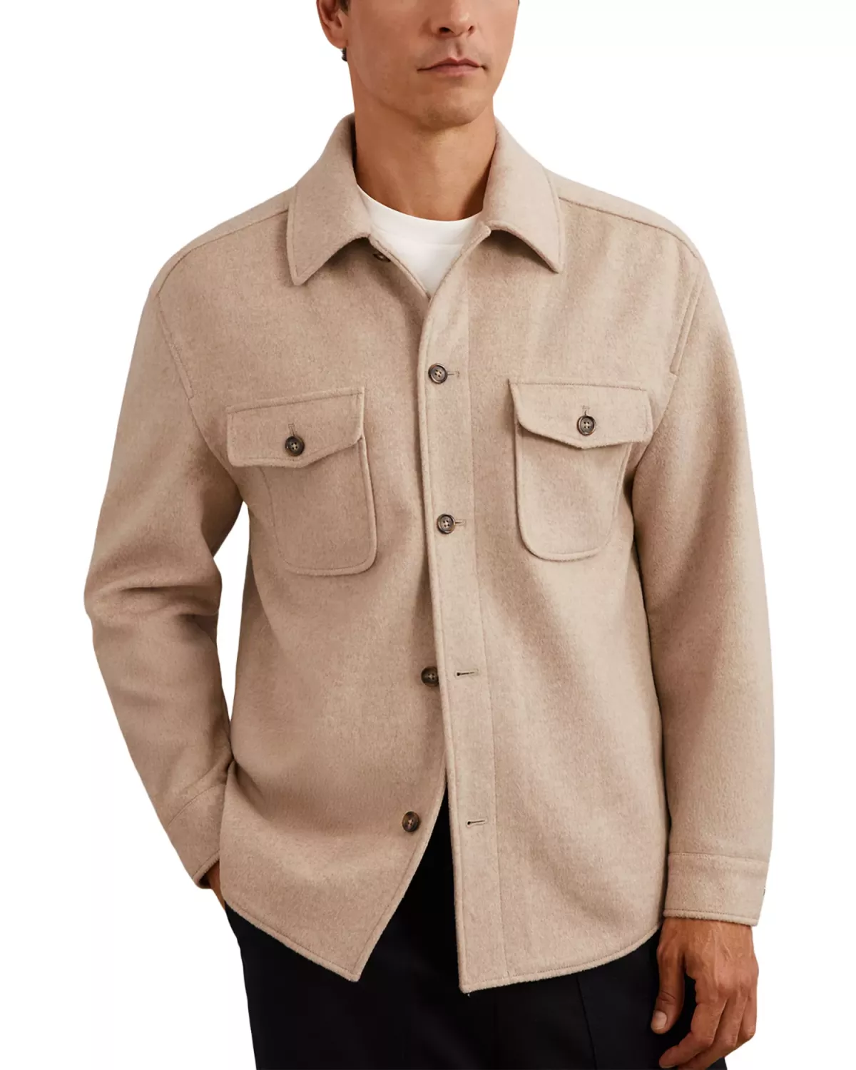 Reiss Liam Long Sleeve Button Front Overshirt