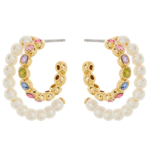 Kate Spade Pearl & Crystal Hoop Earrings