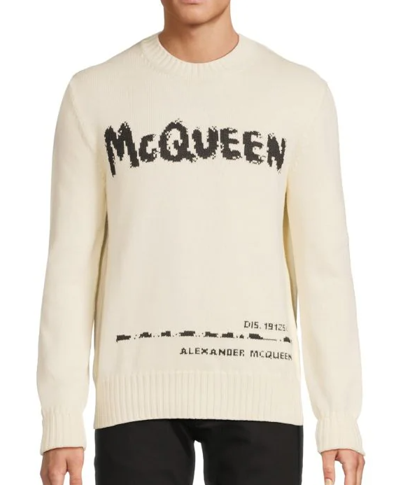 McQueen Logo Cotton Crewneck Sweater