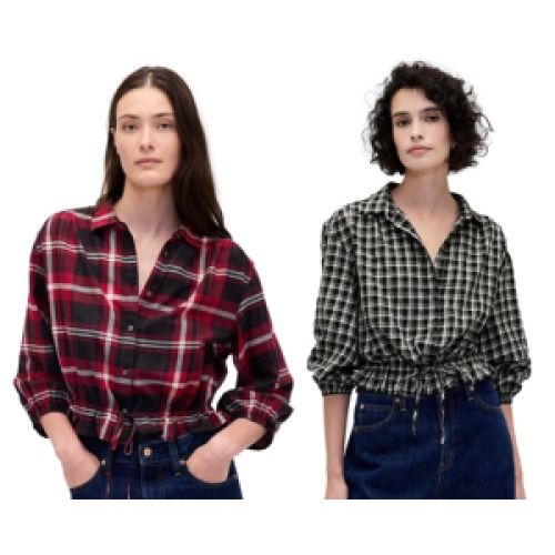 Gap Women's Plaid Tie-Waist Top