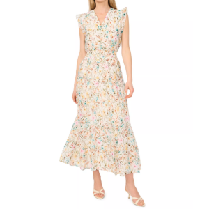 Vince Camuto V-Neck Ruffle Detail Tiered Dress