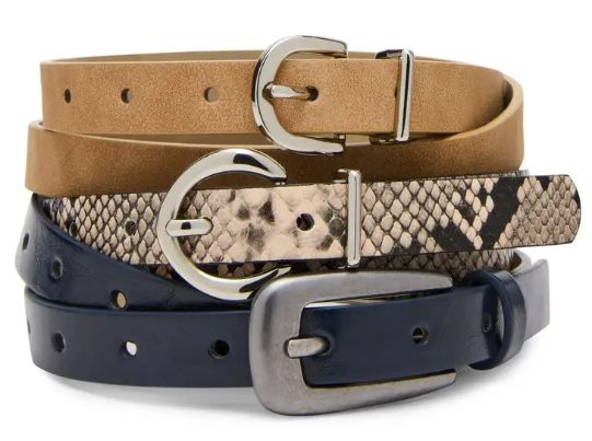 Steve Madden 3-Pack Buckle Belts