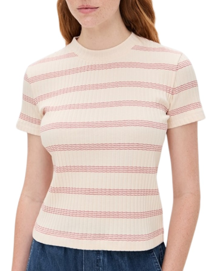 Vince Striped Short Sleeve Crew Top