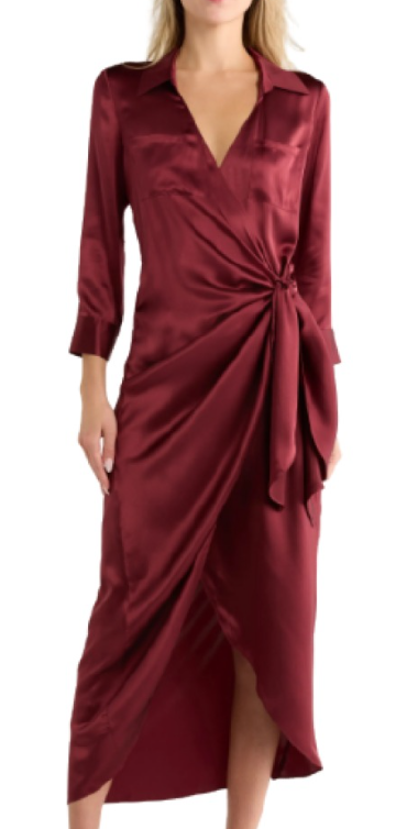 Lagence Kadi Long Silk Wrap Dress