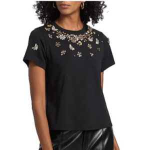 Cinq à Sept Tumbling Flowers Shrunken T-Shirt