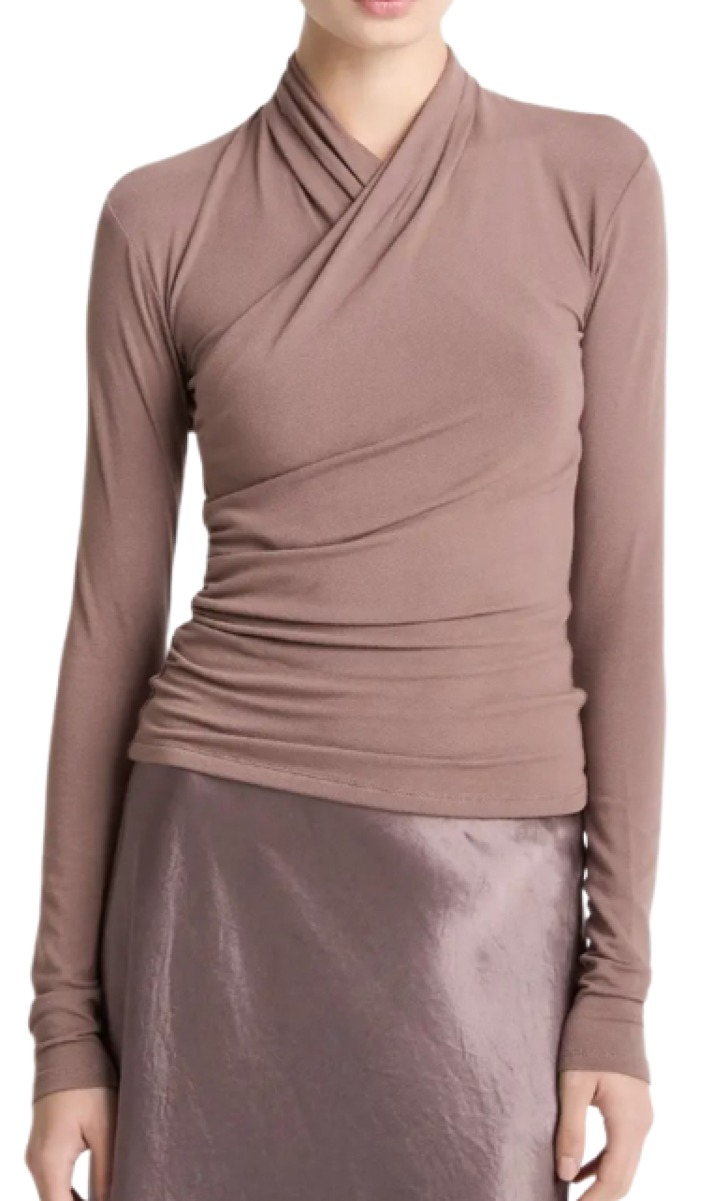 Vince Long Sleeve Knit Wrap Top