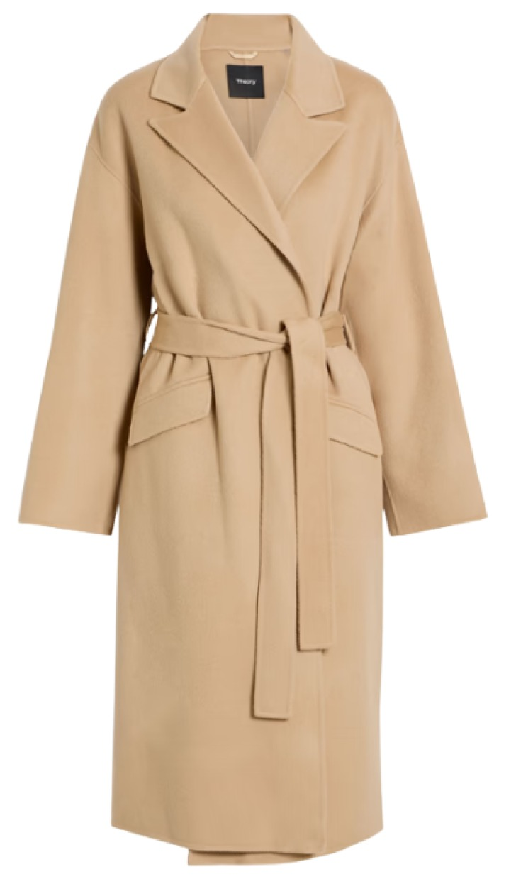 Theory Belted Wool & Cashmere-Blend Felt Coat