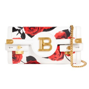 Balmain Floral Print Leather Clutch