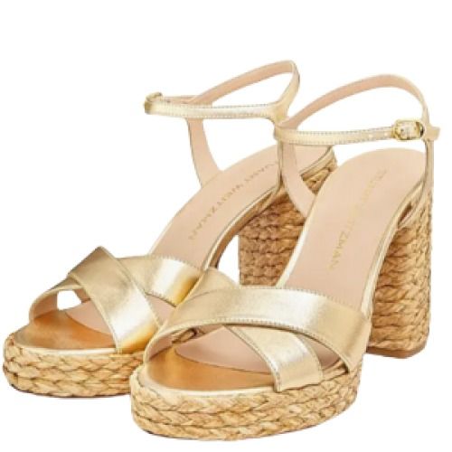 Stuart Weitzman Metallic Leather Platform Sandals