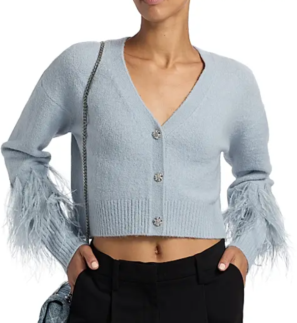 Cinq à Sept Bria Feather V-Neck Cardigan