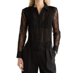 Alice + Olivia Willa Mixed Media Button-Up Shirt