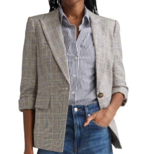 Veronica Beard Houndstooth Linen Dickey Jacket