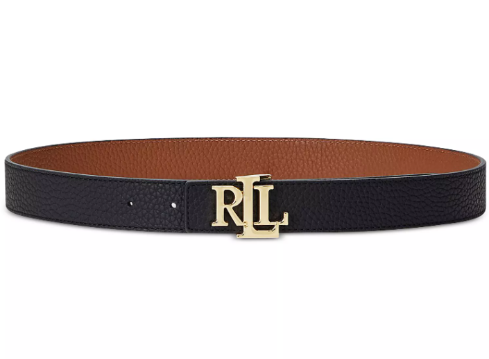 Ralph Lauren Women's Logo Reversible Pebbled Leather Belt