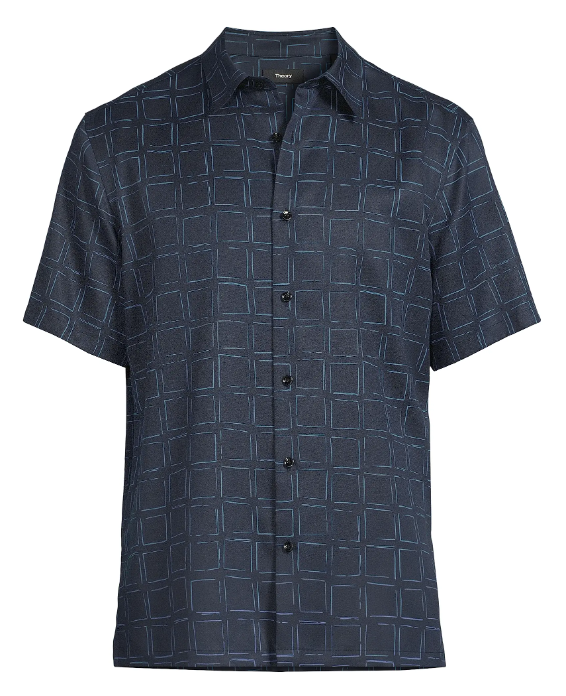 Theory Irving Grid-Print Shirt