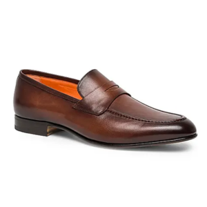 Santoni Leather Penny Loafers