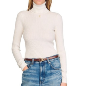 Sandro Cable-Knit Turtleneck Sweater