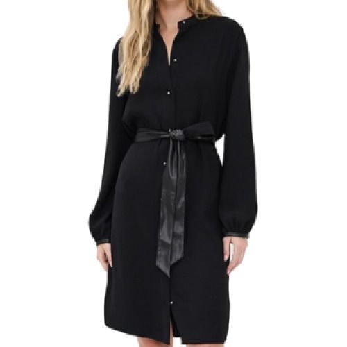 Vince Mini Faux Leather Trim Shirt Dress