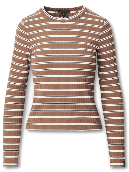 Rag & Bone Luca Rib Stripe Long Sleeve T-Shirt