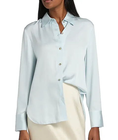 Vince Silk Stretch Button-Front Shirt