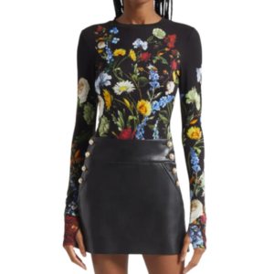 Alice + Olivia Olea Crewneck Long Sleeve Bodysuit