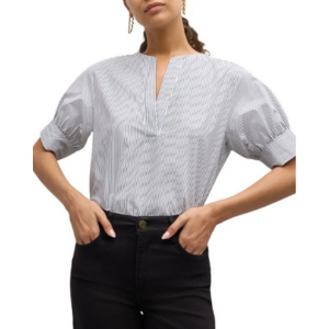 Frame Striped V-Neck Cotton Popover Top