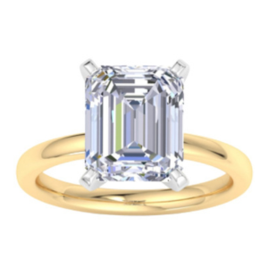5Ct Emerald Cut Diamond Ring in Yellow Gold