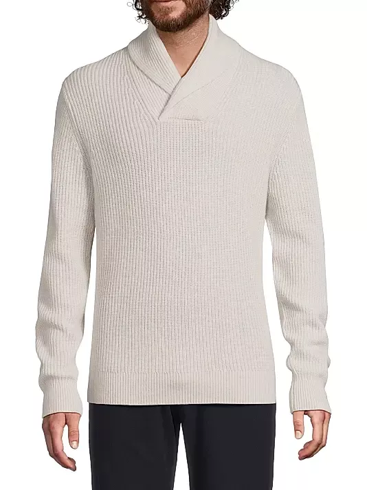Vince Shaker Shawl Collar Wool-Cashmere Sweater