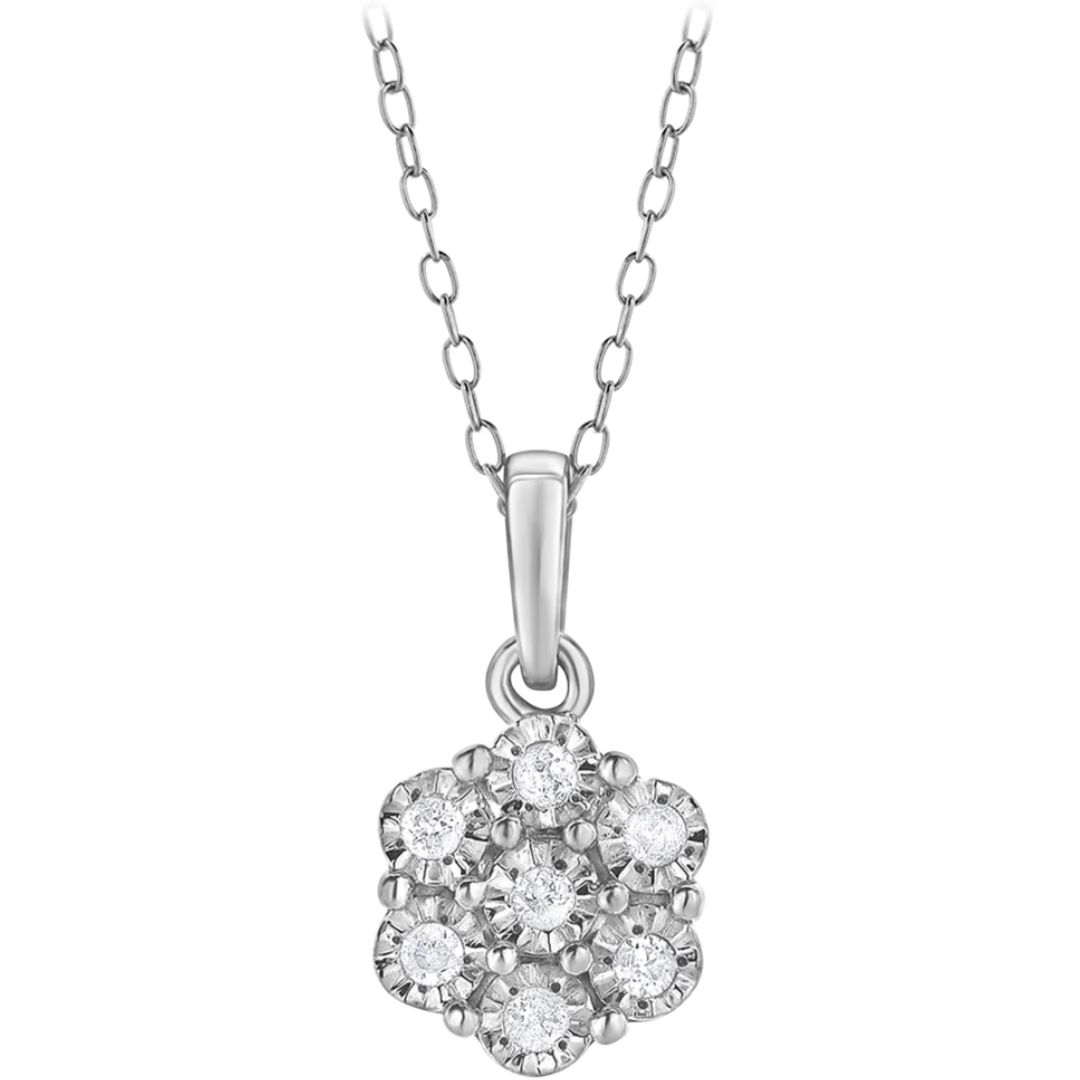 1/10 Carat Lab Grown Diamond Cluster Necklace