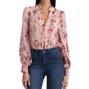Alice+Olivia Floral Lace Trim Blouse