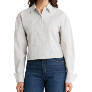 Rag & Bone Becca Stripe Crop Poplin Button-Up Shirt