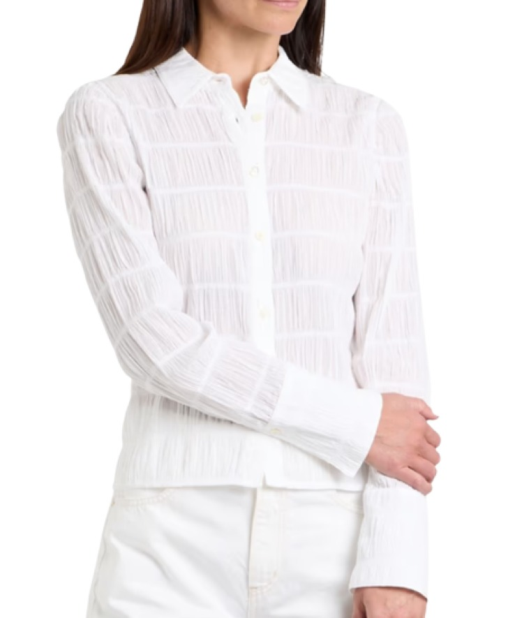 Frame The Smocked Cotton-Blend Gauze Shirt