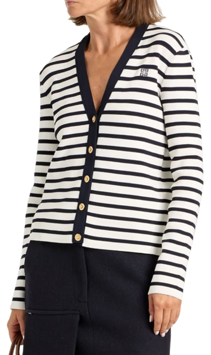 Givenchy Striped Ribbed Cotton-Blend Cardigan