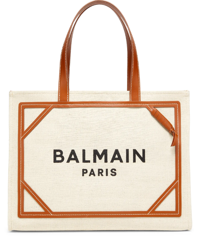 Balmain Medium Canvas Shopper Tote Bag