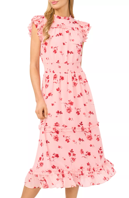 CeCe Flutter Sleeve Midi Dress