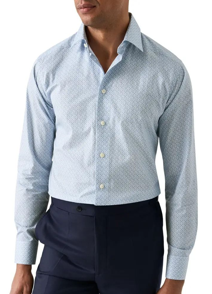 Eton Contemporary Fit Geometric Print Cotton Dress Shirt
