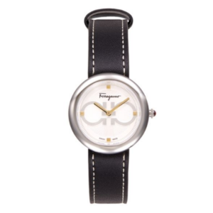 Ferragamo Chic Stainless Steel Case & Leather Strap Watch