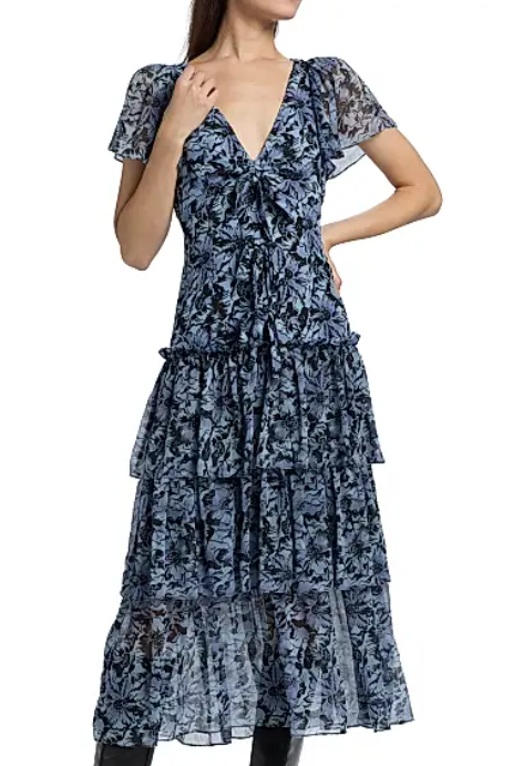 Cinq à Sept Grizzo Graphic Cosmos Midi-Dress