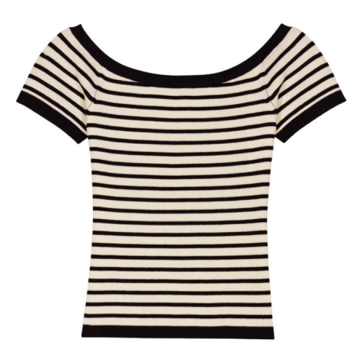 Maje Women's Rib Knit Boat Neck Top
