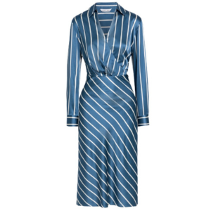 Veronica Beard Otis Striped Silk-Blend Satin Midi Dress