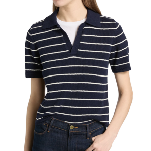 Frame Striped Cotton Blend Polo Shirt