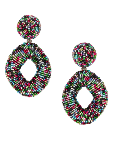Oscar De La Renta Beaded Twisted Drop Earrings