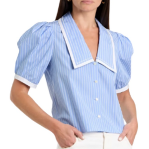 Frame The Stripe Sailor Cotton-Poplin Blouse