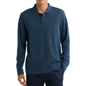 Vince Heathered Double Face Long Sleeve Polo