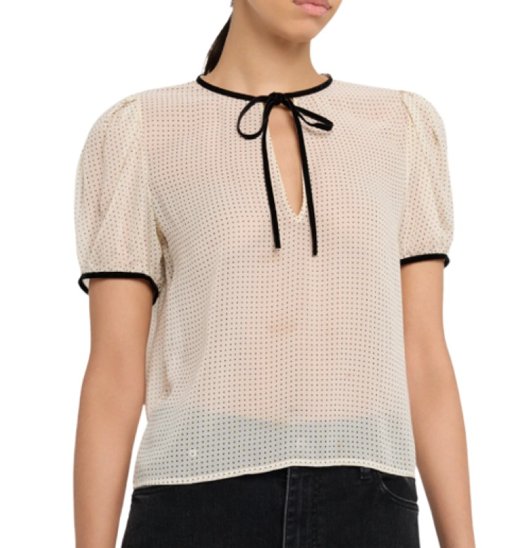Frame The Tie Puff-Sleeve Blouse