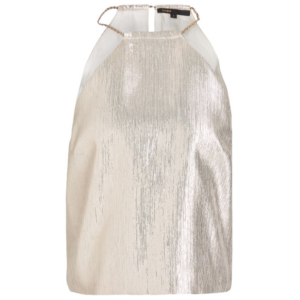 Maje Chain-Embellished Lamé Top