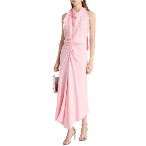 Victoria Beckham Draped Crepe Halterneck Maxi Dress