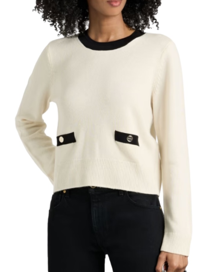 Sandro Two-Tone Wool & Cashmere-Blend Sweater
