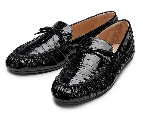 Stuart Weitzman Britt Croc-Embossed Leather Loafers