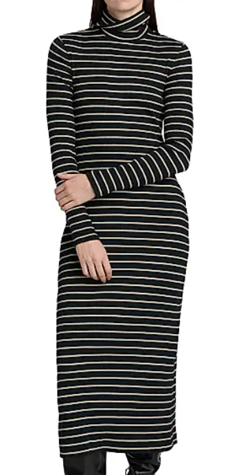 Proenza Schouler Frances Striped Turtleneck Midi-Dress